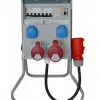 Elcentral IP442 terminaler, 2 x 230V, 1 x 32A 5P, 1 x 16A 5P, jordfelbrytare, omkopplare, kabel