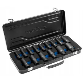 Impact Socket set 15 pcs 1/2 , 10 - 32 mm, Crv-Mo,
