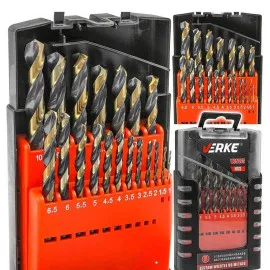 Metallborr sats 19st 1-10 mm, HSS TWIST DRILL, Verke