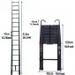 Teleskopstege 290-620 cm, kompakt utfällbart stege, aluminium, max 150 kg, CE