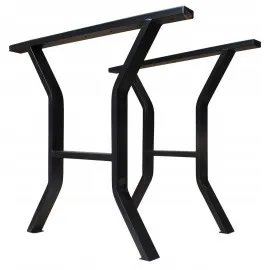 Stålben till bord, svarta pulverlackade, höjd 66 cm, max bred 71 cm