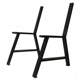 Stålben till sittbänk, 2st svarta pulverlackade massiva, sitthöjd 44 cm, totalhöjd 85 cm