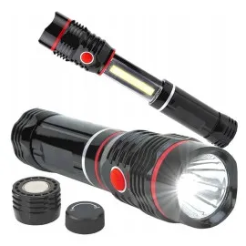 Ficklampa LED COB med magnet 80 LM, batteri, dubbla LED, hopfällbar