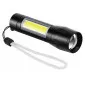 Ficklampa LED XPE+COB 200 LM, USB batteri, zoom, mycket liten, dubbla LED, Tactical Light