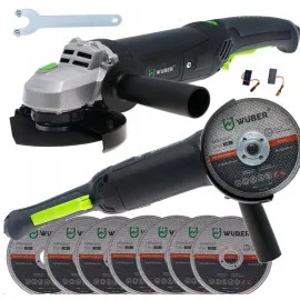 Vinkelslip 1600 W 230V 12000 RPM inkl. 6 kapskivor, Wuber