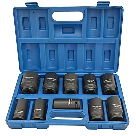 Krafthylssats 10st. (slaghylsor) 3/422-41 mm i plastlåda Cr-Mo, Adler