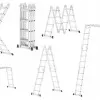 Stege 4 x 4 med LED, max höjd 5.6m, kompakt utfällbart stege, aluminium, max 150 kg, CE