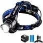 Pannlampa LED 800lm 300m Räckvidd Zoom 3 Lägen Vattentålig Aluminium 90° Vinkel (inkl. 2 laddbara batterier)