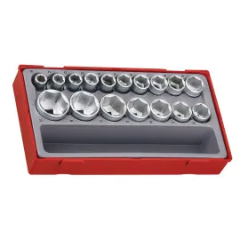 Socket set 17 pcs 6-sided 1/2 square drive, TENG Tools
