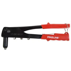 Blind Rivet Tool 2.4-4.8 mm, Standard Steel, Black Body, Red Plastic Handles, Nozzles 2.4, 3.2, 4.0, 4.8 mm, Proline
