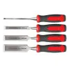 Wood Chisel set 4 Pieces, Flat, Reinforced, Chrome-Vanadium 60 HRC, Composite Handle (TPR), Non-Slip Surface, 6 mm, 12 mm, 20 mm, 25 mm, Proline