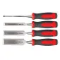 Stämjärnssats 4st, Platt, Förstärkt, Chrome-Vanadium 60 HRC, Hantag av Kompositmaterial (TPR), Halkfri Yta, 6 mm, 12 mm, 20 mm, 25 mm, Proline