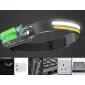 LED Headlight / Flashlight with Motion Sensor 900 lumen, Rechargeable USB-C