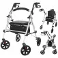 Lightweight rollator, seat, bag, max 120 kg, indoor and outdoor use, silver, Homcom