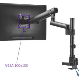 Monitorarm, skärmhållare, skärmarm justerbar, för skrivbord 514 mm, 2 USB 3.0-portar, Spacetronik