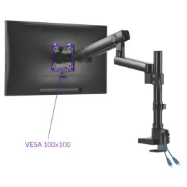 Desk Monitor Mount Arm 514 mm, 2 USB 3.0 Ports, Spacetronik