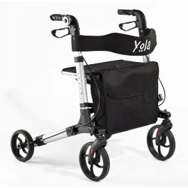Lightweight Rollator, foldable, large wheels, comfortable seat, bag, max 130 kg, for indoor and outdoor use, TIMAGO Yola