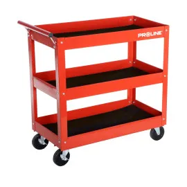 Tool Cart 3 Shelves 200 kg Load Capacity, Steel 2 mm, Rubber Mats, Brake, 73 x 38 x 76 cm, Proline