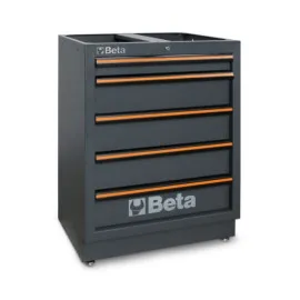 Verktygsskåp med 5 lådor 566 x 406 mm, fast modul, BETA Tools