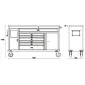 Workshop Cart with 7 Drawers, Waste Bin, and Wooden Workbench, BETA Tools