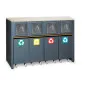 Waste Sorting Module with 4 Compartments, Cross Veneer Wood/Steel, BETA Tools