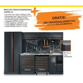 C45PRO 2.0 x – JUST NU: inkl. 268 verktyg och gratis frakt, Komplett Modulär Garageinredning, Verkstadsinredning, BETA Tools KAMPANJ