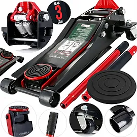 3T Hydraulic Floor Jack 75-510 mm, double cylinder, Rockforce
