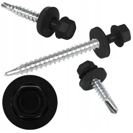 Farmersskruv 500 st svart RAL 9005 med EPDM-bricka