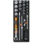 Socket set 3/8 inch, 22 pieces, HEX sockets, extensions, ratchet, BETA Tools