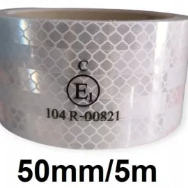 Reflective Tape 2 Rolls, 5m Each, 50 mm Wide, Silver/White, Self-Adhesive Tape for Professional Use, Paper Tech
