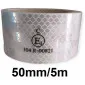 Reflective Tape 2 Rolls, 5m Each, 50 mm Wide, Silver/White, Self-Adhesive Tape for Professional Use, Paper Tech