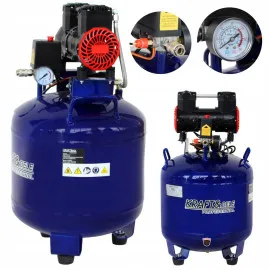 Oljefri Kompressor 50L 1500W 290L/min Rund Tyst 75dB Hopfällbart Handtag, Kraft&Dele