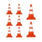 Soft Traffic Cone PVC 50cm 2 Reflective Bands 8-Pack, Road Cone Worksite