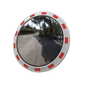 Traffic Mirror U-18a 60cm Acrylic White/Red Frame Pipe Bracket 2" Certified, Road Mirror Parking
