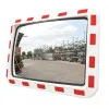 Rectangular Traffic Mirror U-18b 600x400mm Acrylic White/Red Frame Pipe Bracket 2"