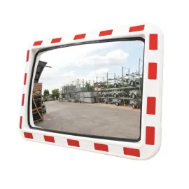 Rectangular Traffic Mirror U-18b 600x400mm Acrylic White/Red Frame Pipe Bracket 2"
