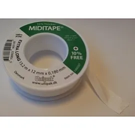 Teflontape, tätning för plast- och metallgängor, 12 x 0, 1 mm längd 13.2meter, Miditape