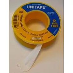 Teflontape, tätning för plast- och metallgängor, 12 x 0, 075 mm längd 13.2meter, Unitape
