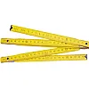 Wooden Folding Rule 2M, 10 Folds, Bright Yellow Wood in mm Top & Bottom, Scale in Black, Every 10 cm Red Lettering, Metal Rivets and Metal Hinge,
