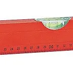 Vattenpass, pulverlackat röd, aluminium och plast, med linjal på sidan (metrisk), 3 libeller, 60 cm