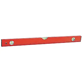 Vattenpass, pulverlackat röd, aluminium och plast, med linjal på sidan (metrisk), 3 libeller, 60 cm