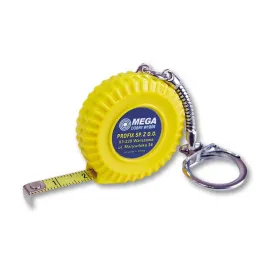 Measuring Tape - Pendant - Tyre Metric 1M Lång, Tape Gul Color. Plastic Body Gul Color. with Chrome Plated Keyring. Bulk.