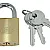 Brass Padlock 40 mm. Thick Type. Hardened Chrome Plated Shackle. 3 Brass Keys.