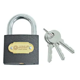 Grey Casting Iron Padlock 40 mm Heavy Type. Chrome Plated Hardened Shackle 3 Keys. Packed Individual Color Carton Box