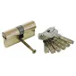 Brass Lock Cylinder, Symmetrical - 62 mm. 6 Special Security Type Keys. Lång Brass Screw 64 mm.