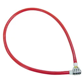 550 mm Cable Lock with 3 Digit Chrome Plated Lock. Cable of 6 mm in Blue Or Red PVC.