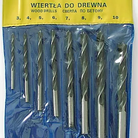 8 pcs Wood Drill set. Contents:3, 4.5.6.7.8 .9.10 mm.drill Blackened.