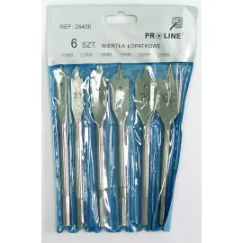 Flat Wood Drill Set 6 pcs 10-25 mm, Light Finish, Mega