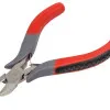 Mini Side Cutting Pliers 110 mm, Drop Forged, Hardened, Flat Spring, Satin Finish, Red Plastic Handles with Black Anti-Slip Material, Proline