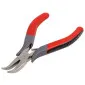 Bent Nose Mini Pliers 120 mm, Drop Forged, Hardened, Flat Spring, Satin Finish, Red Plastic with Black Anti-Slip Material, Proline